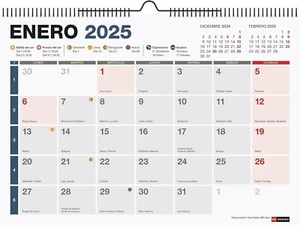 Miquelrius - Calendario de Pared 2025 Basic, Calendario A3: 420 x 296 mm, Con - Imagen 1 de 6