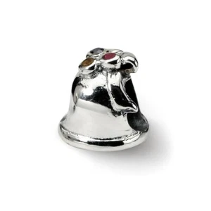 CZ Bell Bead .925 Sterling Silver Antique Finish Reflection Beads - Picture 1 of 5