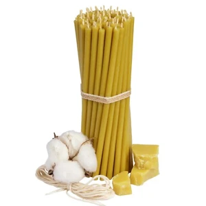 50 pcs Diveevo church dripless beeswax candles ritual  L-6.3 in, Ø-0.2 in  - Picture 1 of 5