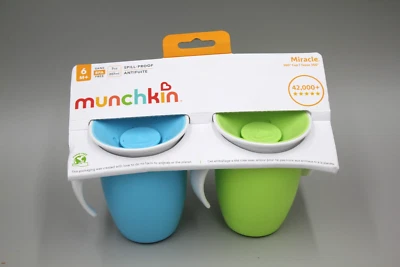 Taza Entrenadora Munchkin Miracle 360, Taza de 7 Onzas Verde/Azul a Prueba de Derrames, 2- Cuenta Foto 1 de 4