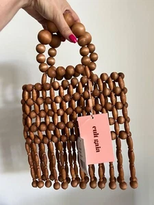 CULT GAIA Clara Wooden Top Handle Bag NEW - Picture 1 of 13