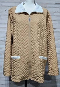 Susan Graver Quilted Mock Neck or Collared Lightweight Jacket Beige Size 1X - Picture 1 of 8