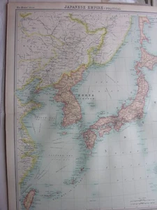 1920 MAP OF JAPANESE EMPIRE - POLITICAL Korea Taiwan Plate 65 Times Atlas World - Picture 1 of 6