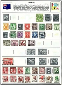 Francobolli australiani anni '40, 2 pagine, 46 francobolli, 14 non marcati. W4 - Foto 1 di 5