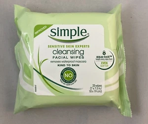Simple Sensitive Skin Experts Cleansing Facial Wipes 25 Count Each - Picture 1 of 4