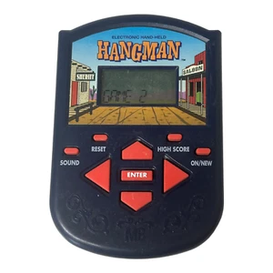 Vtg Milton Bradley MB Hangman Electronic Handheld Game 1995 Tested Navy Blue - Picture 1 of 4