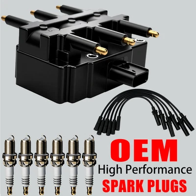 OEM Ignition Coil & 6X Spark Plug & 6X Wires For Dodge Chrysler 3.3L 3.8L UF305 - Image 1 of 4