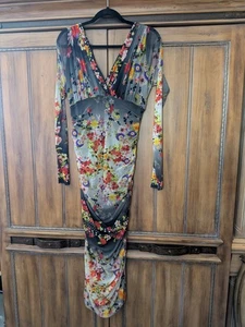 Fuzzi Jean Paul Gaultier BODYCON-MIDIKLEID GEBLÜMT NETZ 18 passt Größe 4-8 - Bild 1 von 10