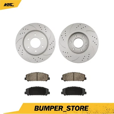 Rotor ranurado perforado delantero + almohadillas de cerámica para Nissan TITAN Armada Infiniti QX56 Foto 1 de 4