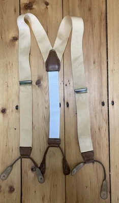 Nylon beige y blanco con tirantes de botones de cuero ajustables Foto 1 de 4