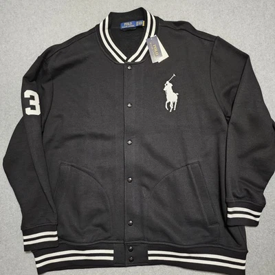 Новый Polo Ralph Lauren бейсбол Varsity флисовая куртка черный 3XB #3 большой пони новый с Ярлыками - Изображение 1 из 4