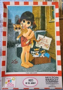 1970 MB Tykes Wide Eyed Girl Cats Jigsaw Puzzle - 500 Pieces - LEE - Miss 4 Pce - Picture 1 of 8