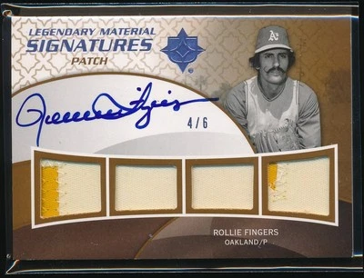 Rollie Fingers 2009 Upper Deck Ultimate Collection Quad Patch Relic Auto 4/6 - Image 1 of 2