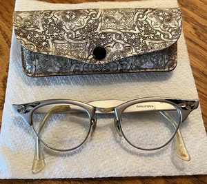 Vintage R O 1/10th 12k GF 44-20 Romco Cat Eye Silver Gold Eyeglasses - Picture 1 of 20