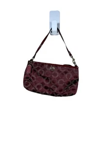 Coach Signature logo C"s burgundy gold wristlet Small Party Bag Mini Bag - Picture 1 of 7
