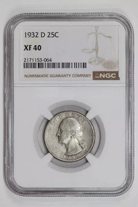 1932-D WASHINGTON QUARTER NGC XF40 - Picture 1 of 2