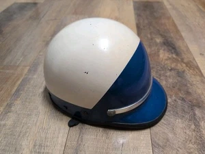 Police Bell Toptex Blue Tan Motorcycle Helmet 7 1/4 Highway Patrol DPS Obsolete - Foto 1 di 13