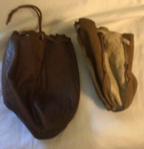 2 Vintage Marmor Leder Taschen Beutel Säcke Schulranzen LEER - Bild 1 von 3