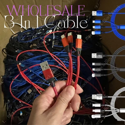 3 in 1 Fast USB Charging Cable Universal Multi Function Phone Charger Cord Lot - Image 1 of 4