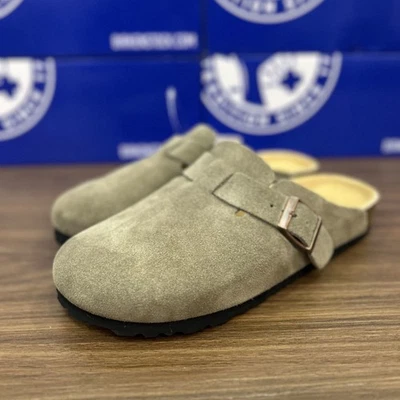 SDF Birkenstock BOSTON Sandalen Damen Slipper Schmale W. Taupe Veloursleder Gr. 36