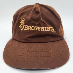 Vintage Browning Hat Cap Strap Back Brown Hunting Deer Buck Outdoors Mens