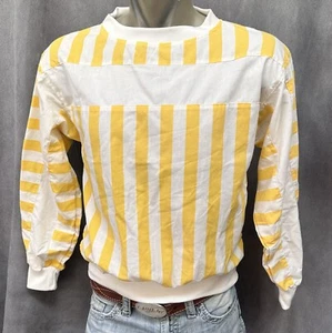 Camicia vintage a righe gialle scena del Pacifico anni 80 surf uomo media - Foto 1 di 4