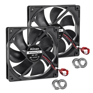 2Pcs 12025 120Mm X 25Mm 12V 5 Inch Dual Ball Bearings Brushless Fan 2Pin DC Cool - Picture 1 of 12