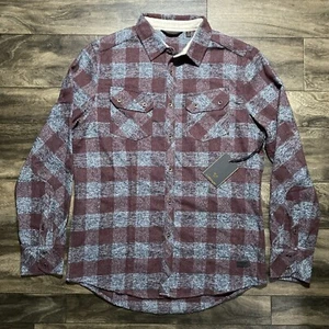 Outpost Makers Shirt Men's Medium Buffalo Plaid Flannel Black Heather/Maroon - Picture 1 of 12