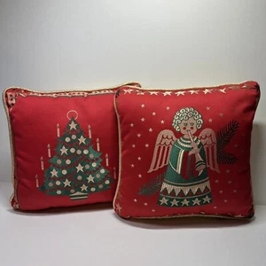 2 Portofino Deko Weihnachts Dekokissen bestickt Set 1 Engel 1 Baum - Bild 1 von 16