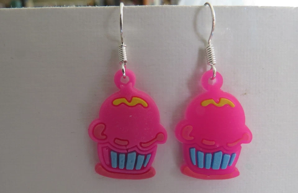 Pendientes colgantes de goma/silicona rosa Cup Cake Foto 1 de 1
