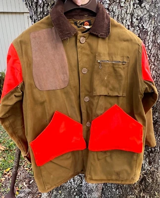 Vintage 1960s Mens 42 BULLSEYE BILL Tan Cotton Canvas Duck Hunting Coat Jacket! - Image 1 of 4
