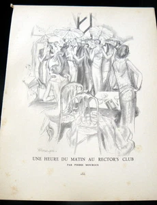 RARE 1920s Art Deco GAZETTE BON TON Print UN HEURE DU MATIN AU RECTOR'S CLUB - Picture 1 of 1
