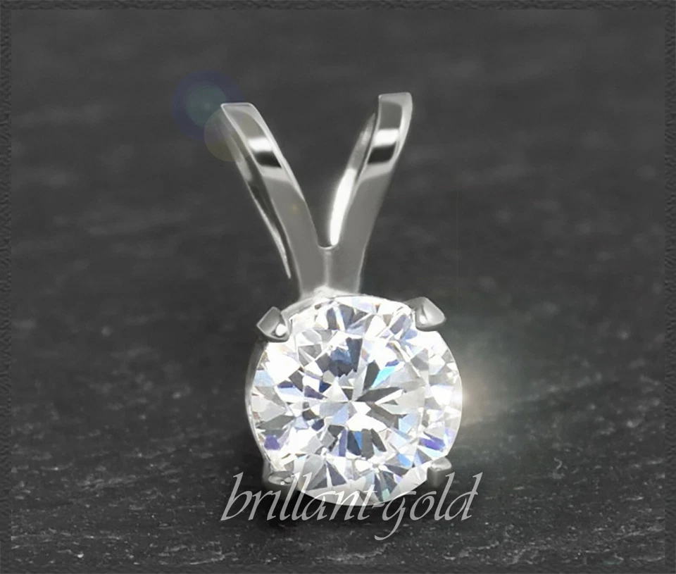 Diamant Anhänger, 1,01ct Solitär Brillant in River D & Si, 585 Weißgold Gleiter - Bild 1 von 4