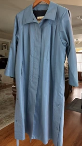 London Fog Womens Maincoats Vintage Iridescent Blue Long Trench Coat Lined 10 R - Picture 1 of 21