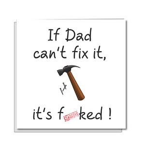 SWIZZOO Funny Cheeky Father Day Card Dad Birthday Card DIY Handyman Fixit Hammer - Picture 1 of 8