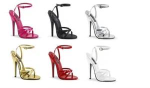 HIGH HEEL STILETTO SANDALEN KNÖCHELRIEMEN 6" SCHUHE PLEASER DOMINA 108 GRÖSSEN 3-13 - Bild 1 von 6