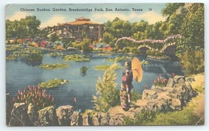 Postcard Chinese Sunken Garden Breckenridge Park San Antonio Texas - Picture 1 of 2