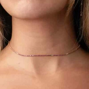 3mmPink Sapphire Lab Created Diamond Tennis Necklace in 14k Rose Gold Plated 16" - Picture 1 of 4