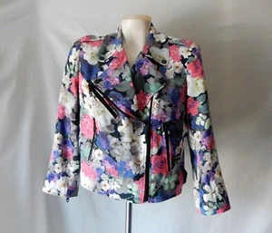 Rebecca Minkoff MultiColor Blossom Floral Printed Wes Moto Jacket M Ret. $398 - Picture 1 of 5