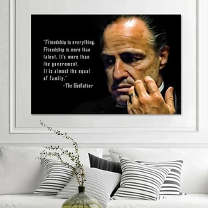 THE GODFATHER Marlon Brando Movie Friendship Quote Office Wall Art Poster Canvas - Picture 1 of 6