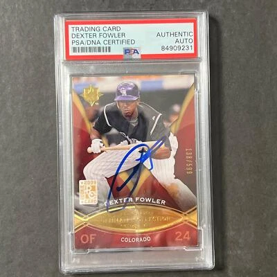 Tarjeta firmada por Dexter Fowler Upper Deck Ultimate Collection #70 2009 PSA losa Au Foto 1 de 2