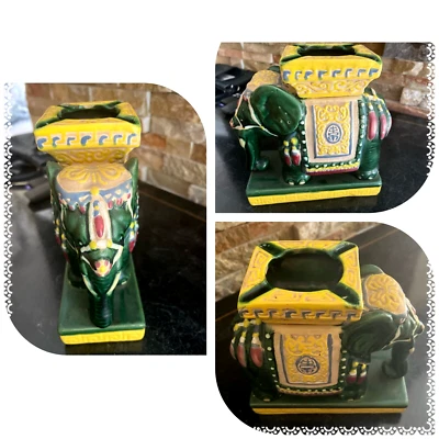 Vintage Pottery Tall Elephant Shape Ashtray ca. 1970's  s7 - Image 1 of 4