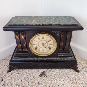 Antique 19th Century Seth Thomas Adamantine Faux Marble Mantel Clock - For Parts - Picture 1 of 20