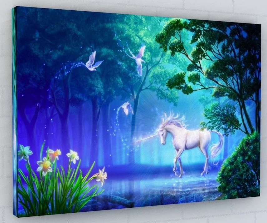 FANTASY UNICORN CANVAS PICTURE PRINT WALL ART  - Image 1 of 4
