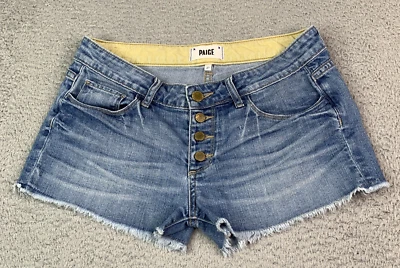PAIGE джинсы шорты женщин размер 27 кнопка мухи потертый кромки хлопок смесь лето - Изображение 1 из 4