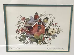 Apple Barn Birdhouse Watercolor Print By Marilyn Simandle, Framed & Matted - Picture 1 of 6