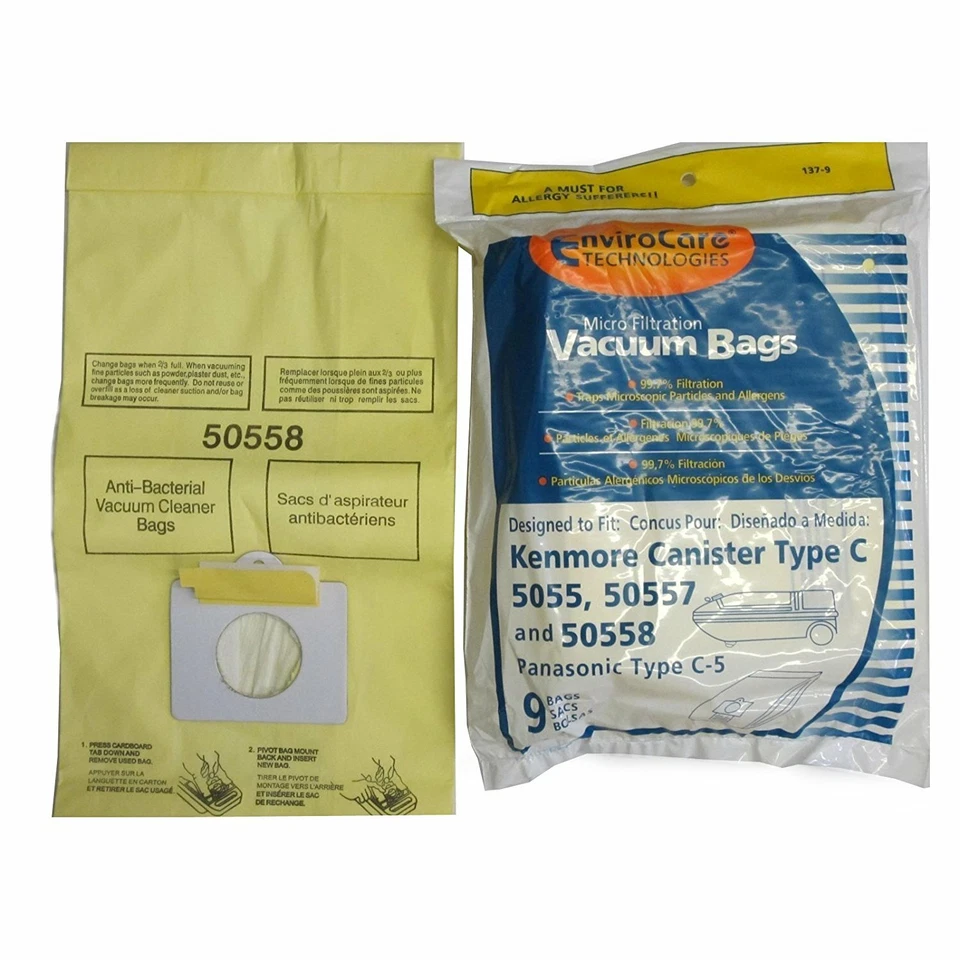 Se adapta a bolsas de microfiltración Kenmore tipo C 5055 / 50557 / 50558 (paquete de 9) Foto 1 de 1