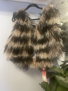 GILET AGNELLO MONGOLO TINTO TIBETANO VERA PELLICCIA GIORGIO ROTTI TAGLIA L - Foto 1 di 12