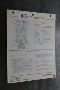 Volkswagen 1500 Service Guide Chart Car Automobilia Garage - Picture 1 of 2