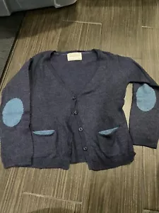 Zara Kids Girls Navy Uniform Cardigan top Shirt Navy elbow patches Sz 4-5 - Picture 1 of 1
